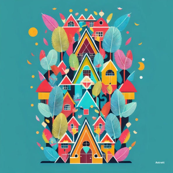 Playful Polygonal Abodes | Poster Print