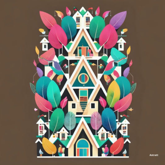Cheerful Cubist Dwellings | Poster Print